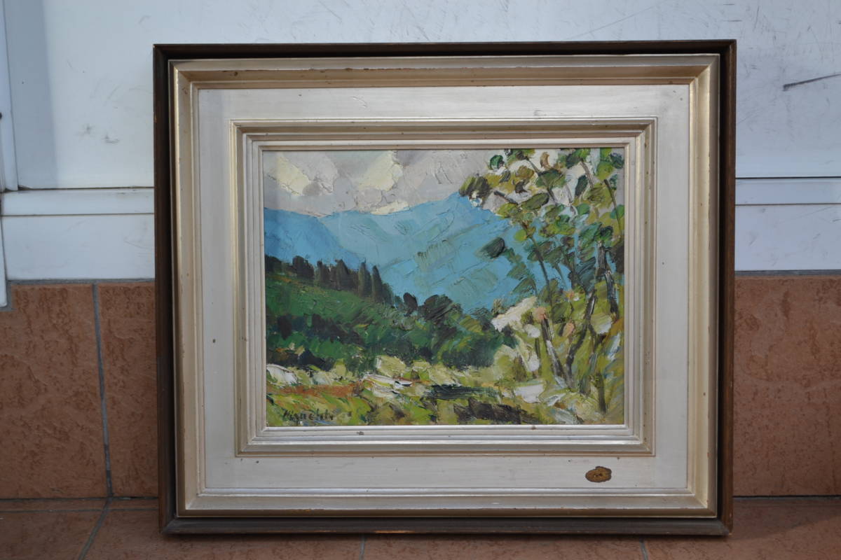 真作」樋口 善一『戸隠の春』 風景画 油絵 絵画 油彩画 額装 真作