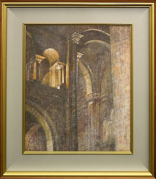 美術品】【GLC】高橋雅美「trick」日本画10号共シール院友 法務大臣賞