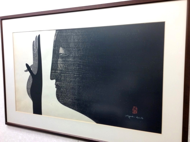 やや傷や汚れあり】真作保証【斎藤 清・木版画 「慈愛」】直筆サイン