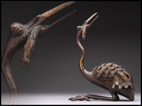 唐銅携行香炉 獅子蓋双耳三つ足 明～清古玩 唐銅