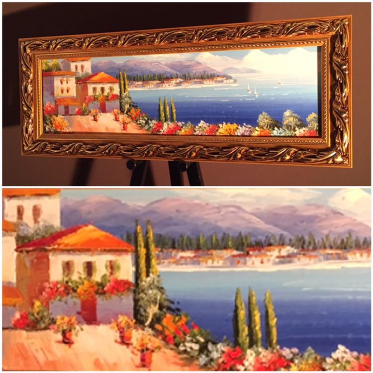 油絵手書きヨーロッパ絵画大型横長パノラマサイズ