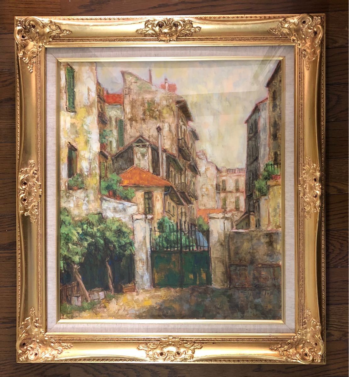 480647 油彩 田辺栄次郎 作 「イタリアミラノ街景」（F6）画家・一陽会