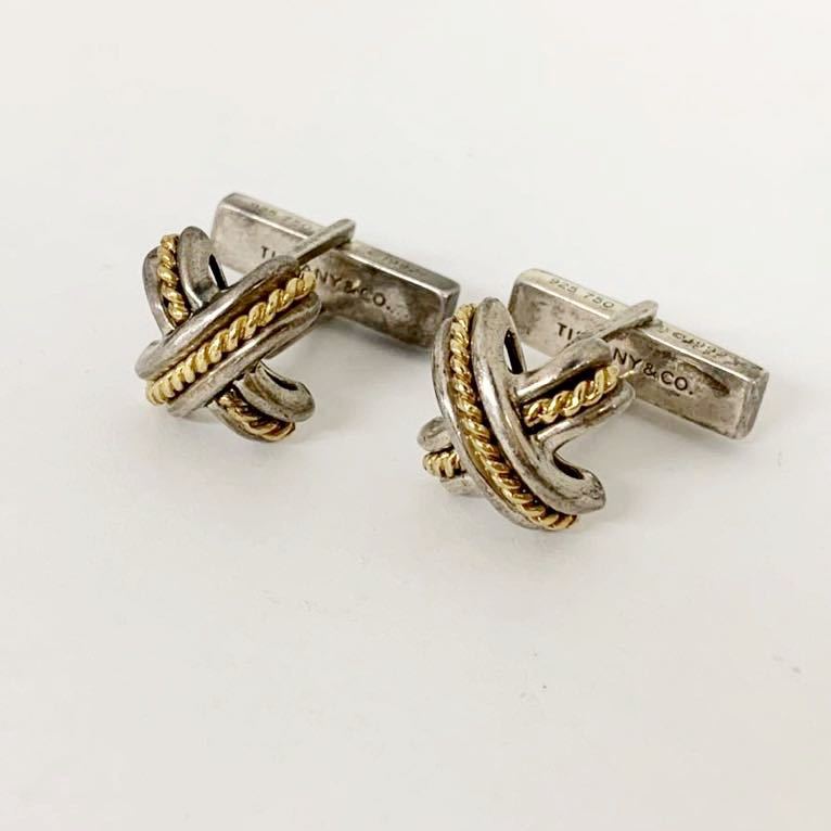 Tiffany&Co./ティファニー シグネチャー クロス カフス コンビ K18 750