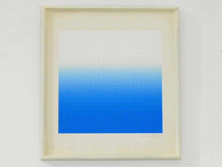 永井一正 凹凸レリーフ×Blue ペーパーレリーフ 版画 直筆サイン 乃村