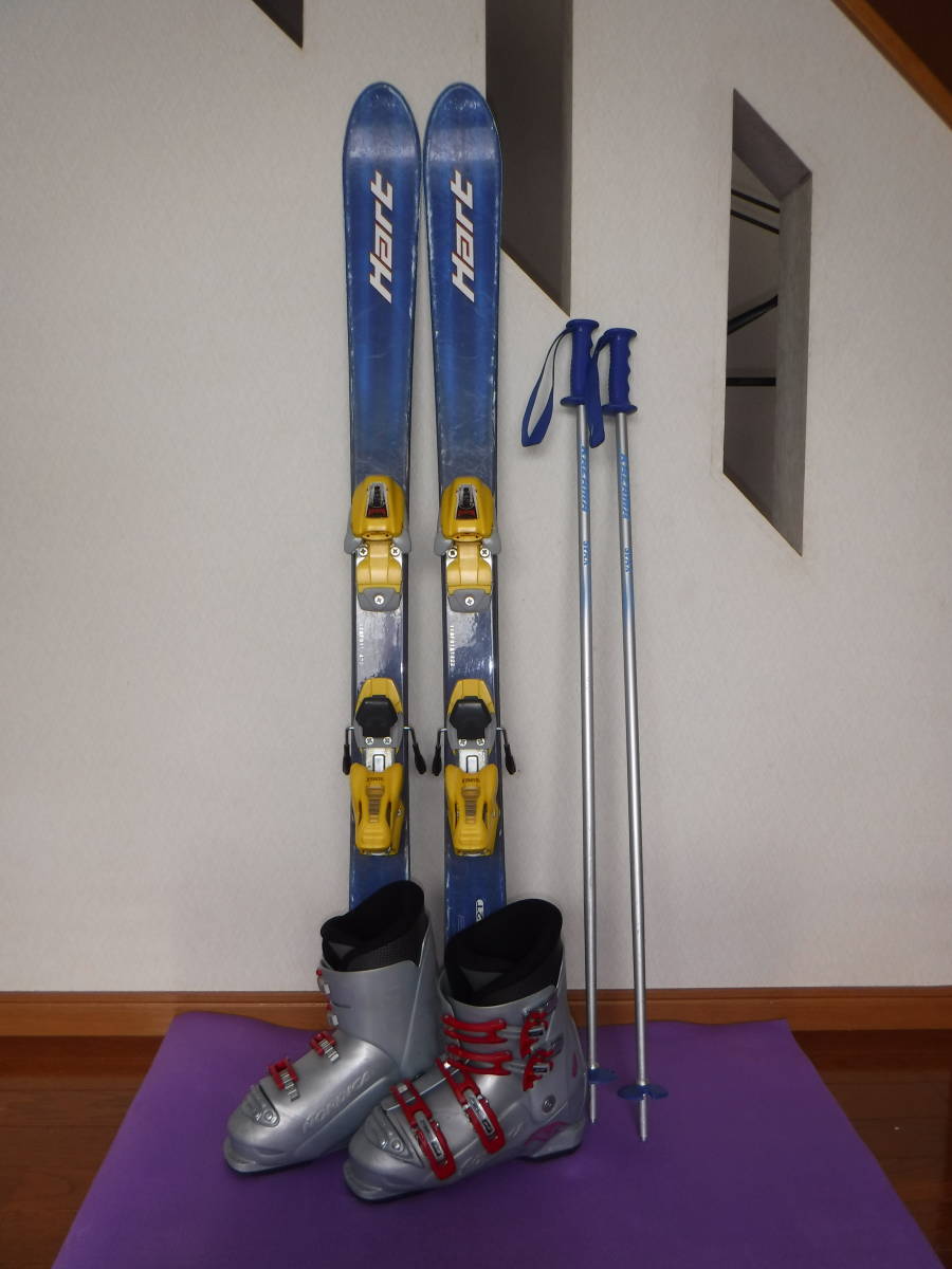 キッズ ☆Hart スキー板137cm、ビンディング、ストックの3点セット