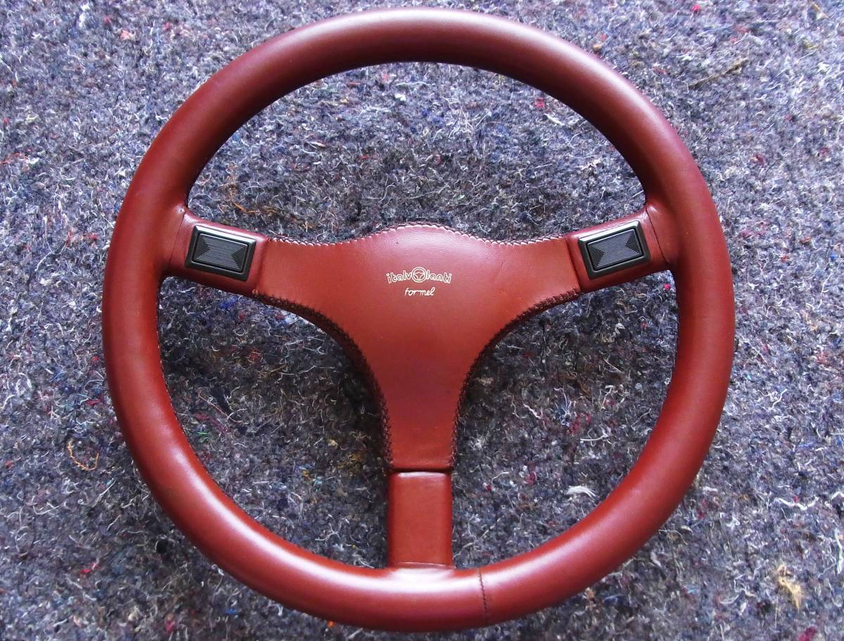 ワインレッド レザー ステアリング 3スポーク イタルボランテ 360mm