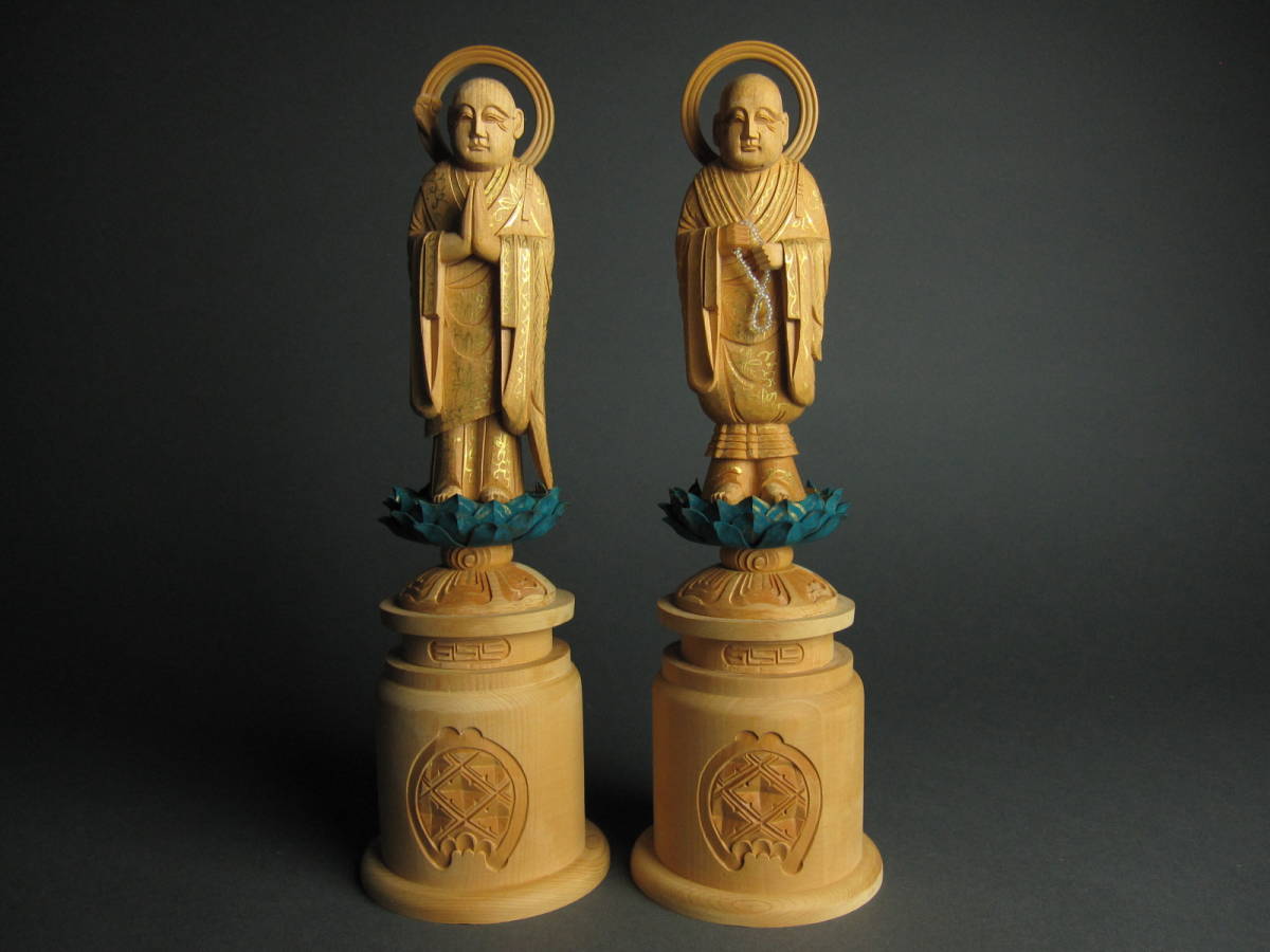 法然上人立像・善導大師立像 4.5寸 木彫 仏像 【公式通販】