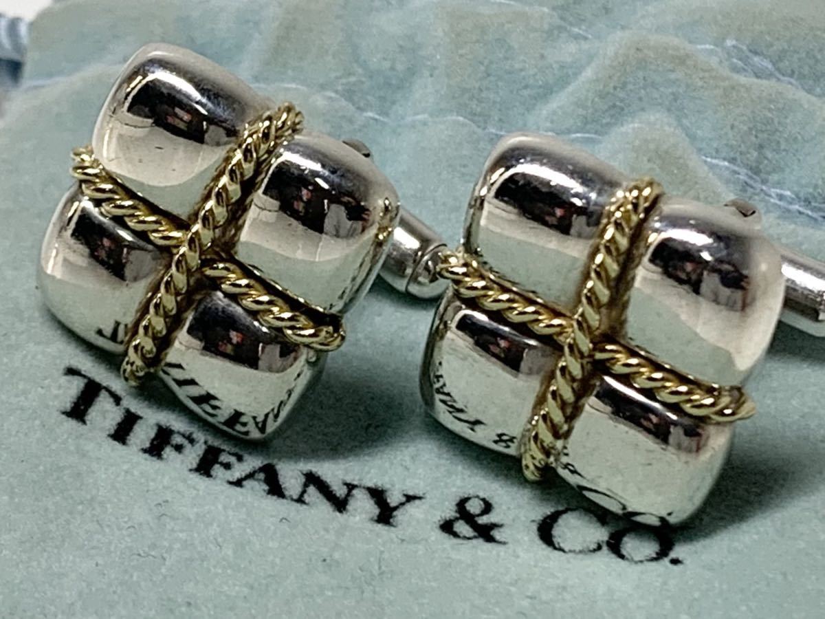 BVLGARI ブルガリ 18K & SV925 コンビ オーバルカフス