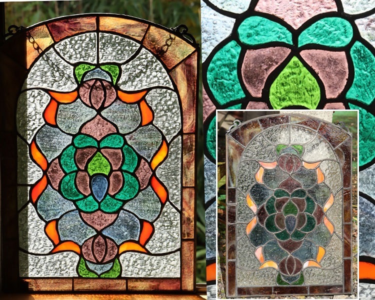 西洋アンティーク 大 ステンドグラス 縦 54cm×横 35cm 西洋