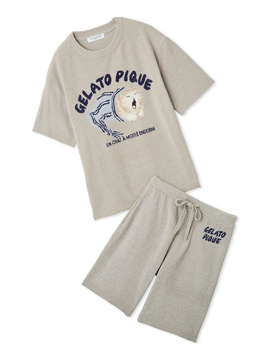 ONLINE限定】【HOMME】sleeping cat ジャガードプルオーバー＆ハーフ