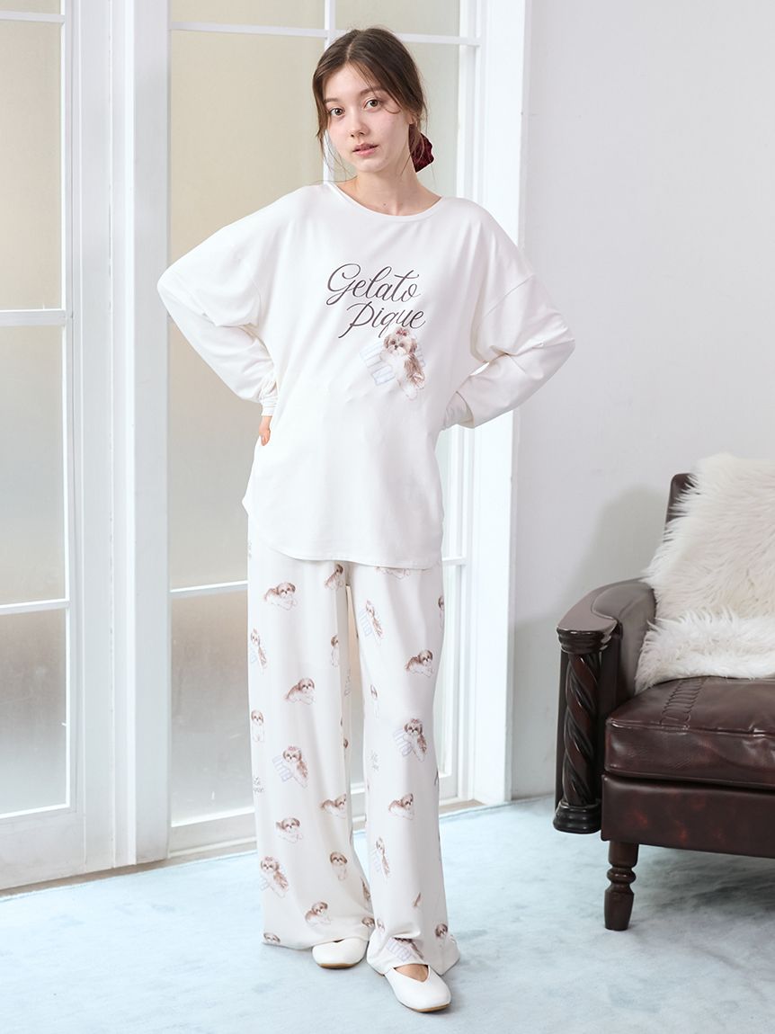 シーズーワンポイントロンT(カットソー・Tシャツ)｜ルームウェア