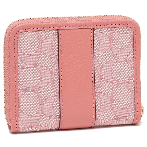 コーチ アウトレット 二つ折り財布 シグネチャー ミニ財布 ピンク