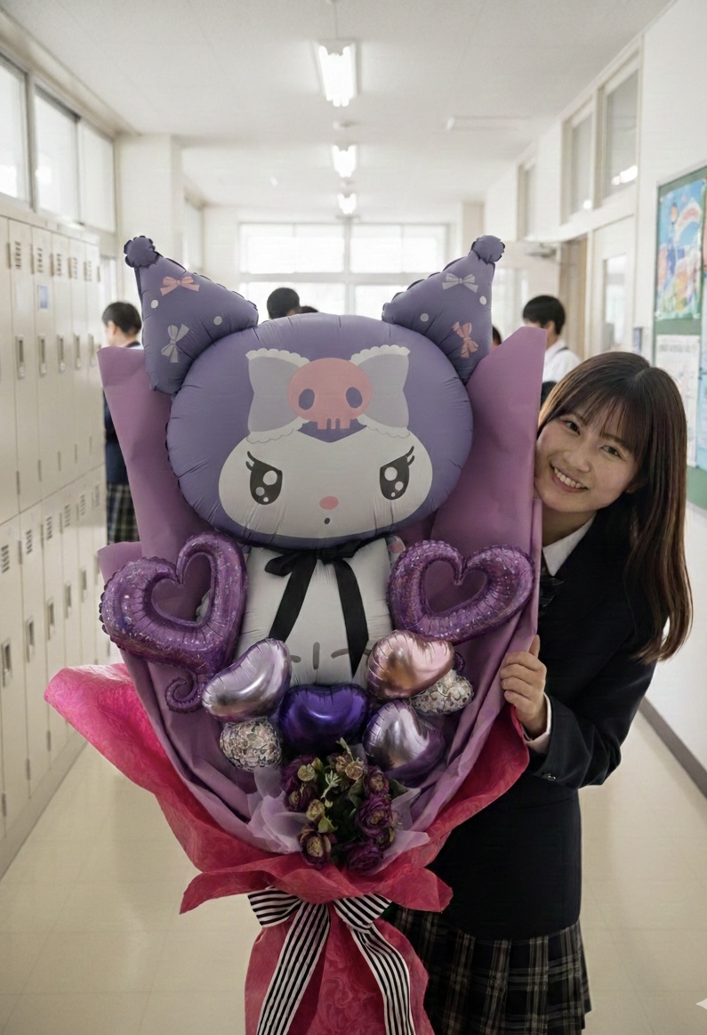 お届け地域限定BIGバルーンバンチ クロミちゃん 大きなバルーン花束