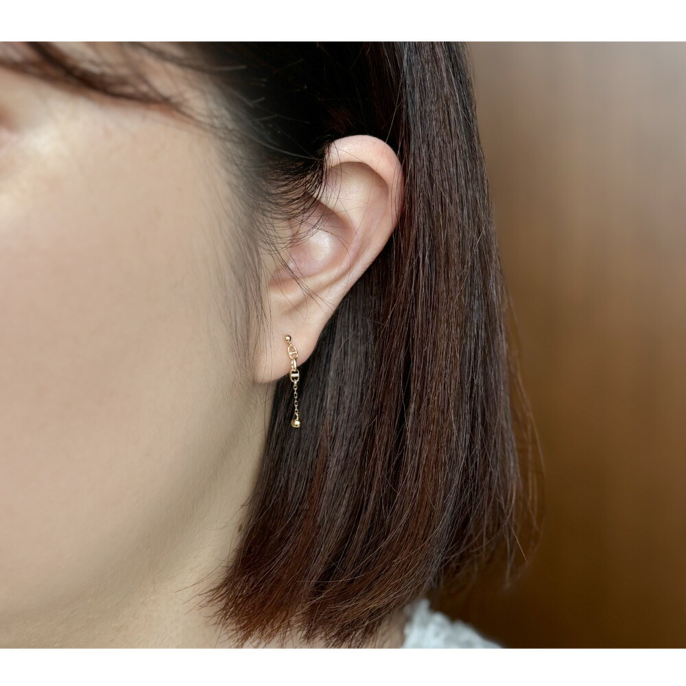 受注生産】ピアス K18 ゴールド チェーンピアス スタッドピアス ロング