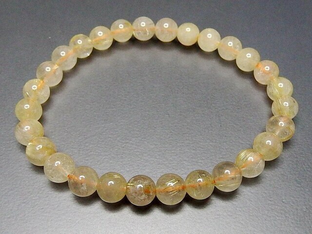 ミルキーゴールドルチルクォーツ6mm天然石ブレスレット金運 - 【石街