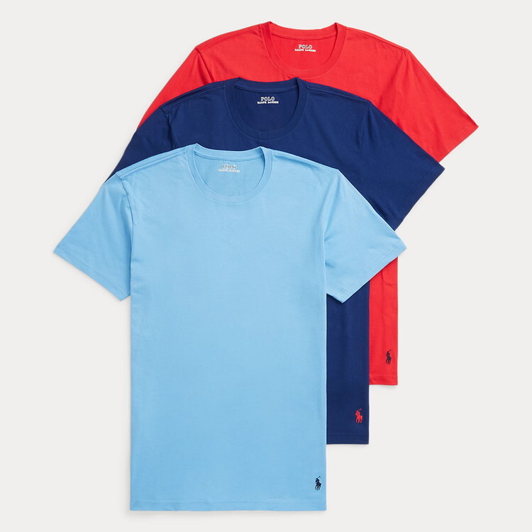 ポロラルフローレン：CLASSIC FIT COTTON CREW Tシャツ 3PK (ハーバー