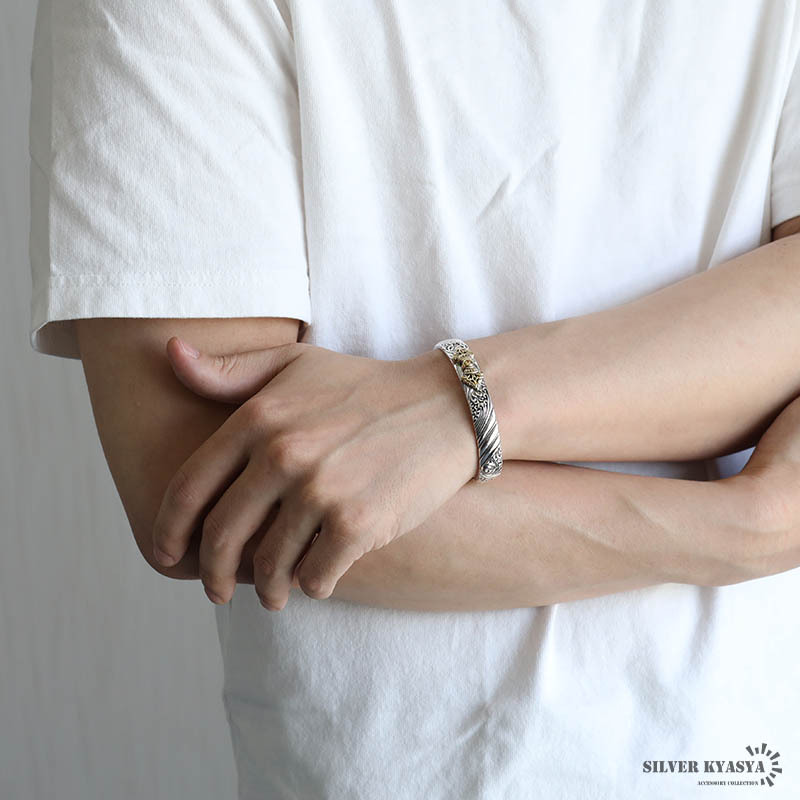 シルバー925 バングル メンズ 腕輪 三鈷杵 五鈷杵 シルバーバングル 銀
