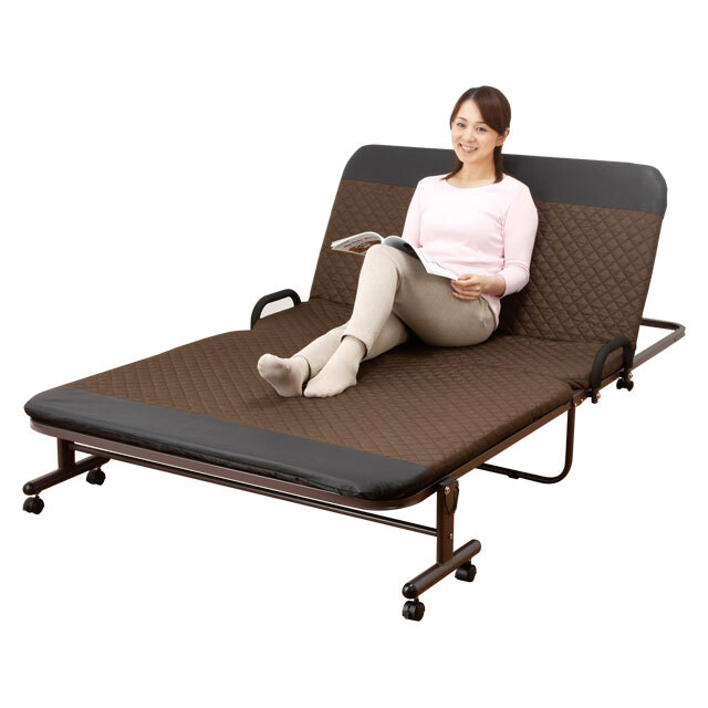 折りたたみベッド セミダブル 収納式 14段階リクライニングベッド