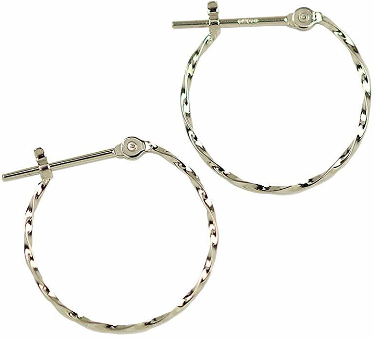 10金 フープピアス (両耳用1ペア) 10k K10 ホワイトゴールド ニッケル