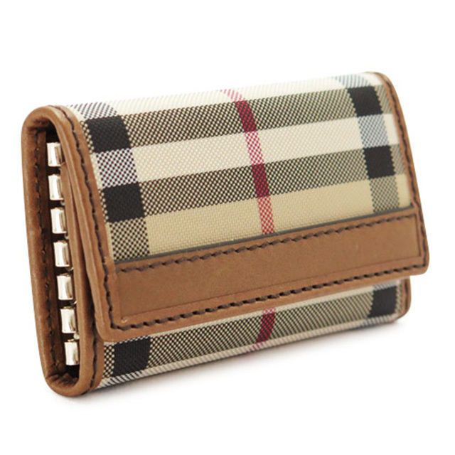バーバリー BURBERRY 6連キーケース キーリング付 ブラウン＋ベージュ