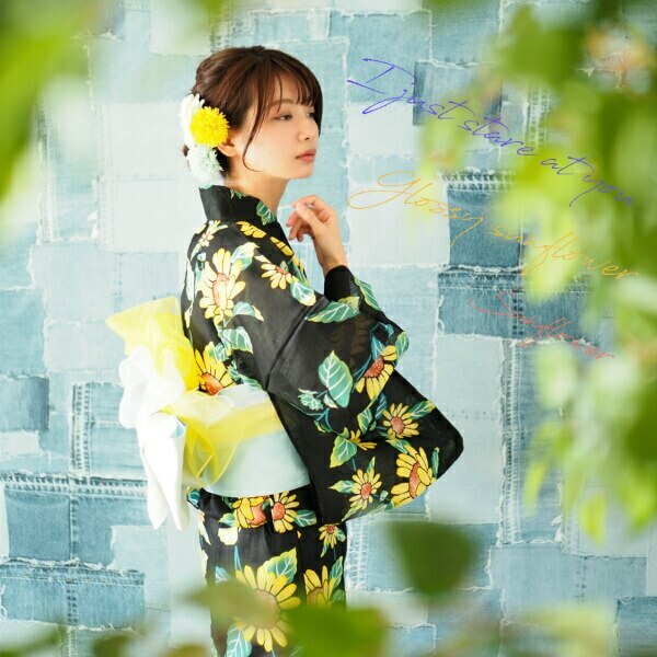 浴衣 レディース （ ゆかた / 大人 / 浴衣単品 ）【黒地にオトナ向日葵