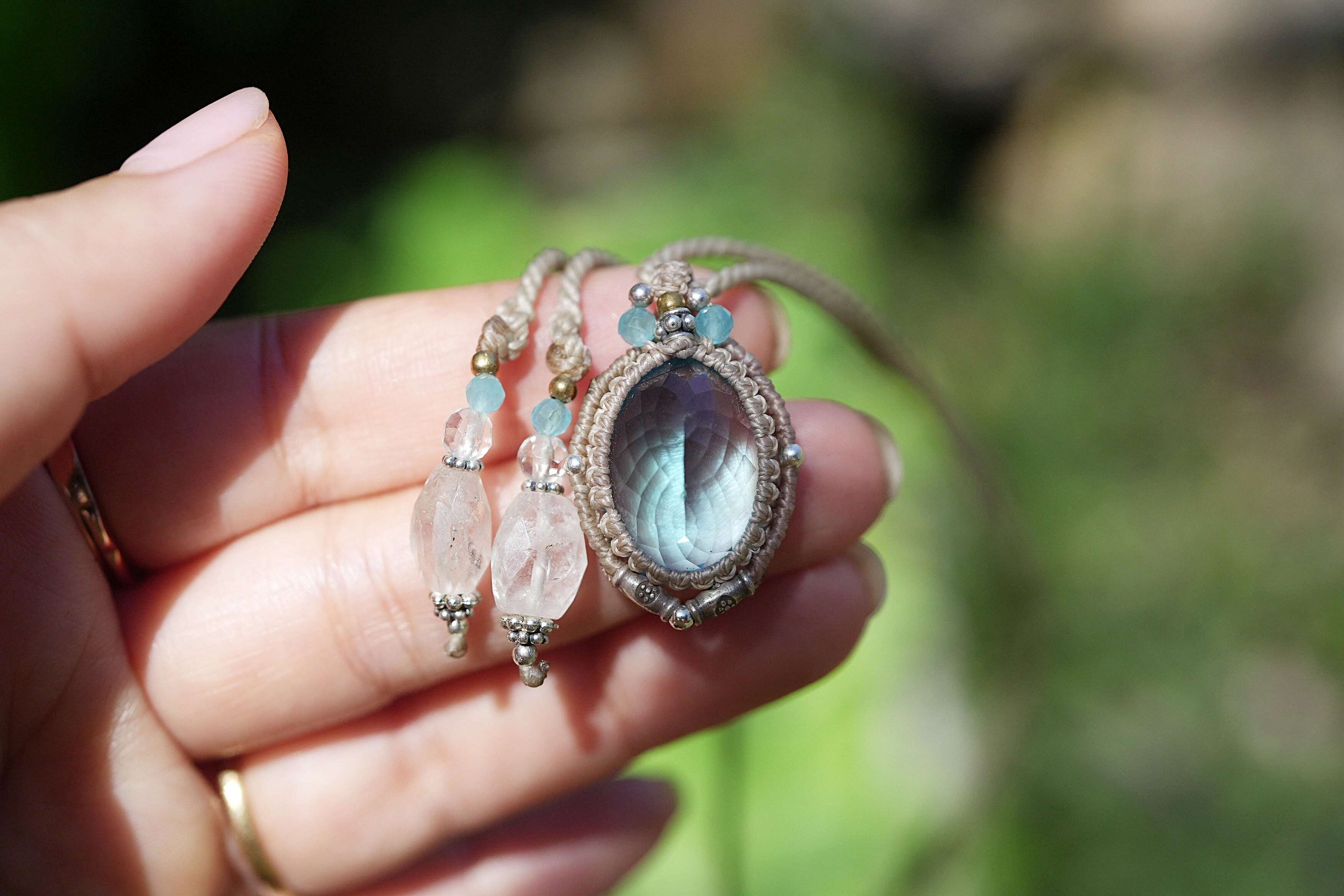 23.5ct宝石☆ブルートパーズ マクラメネックレス1614 - 【Funky garuda