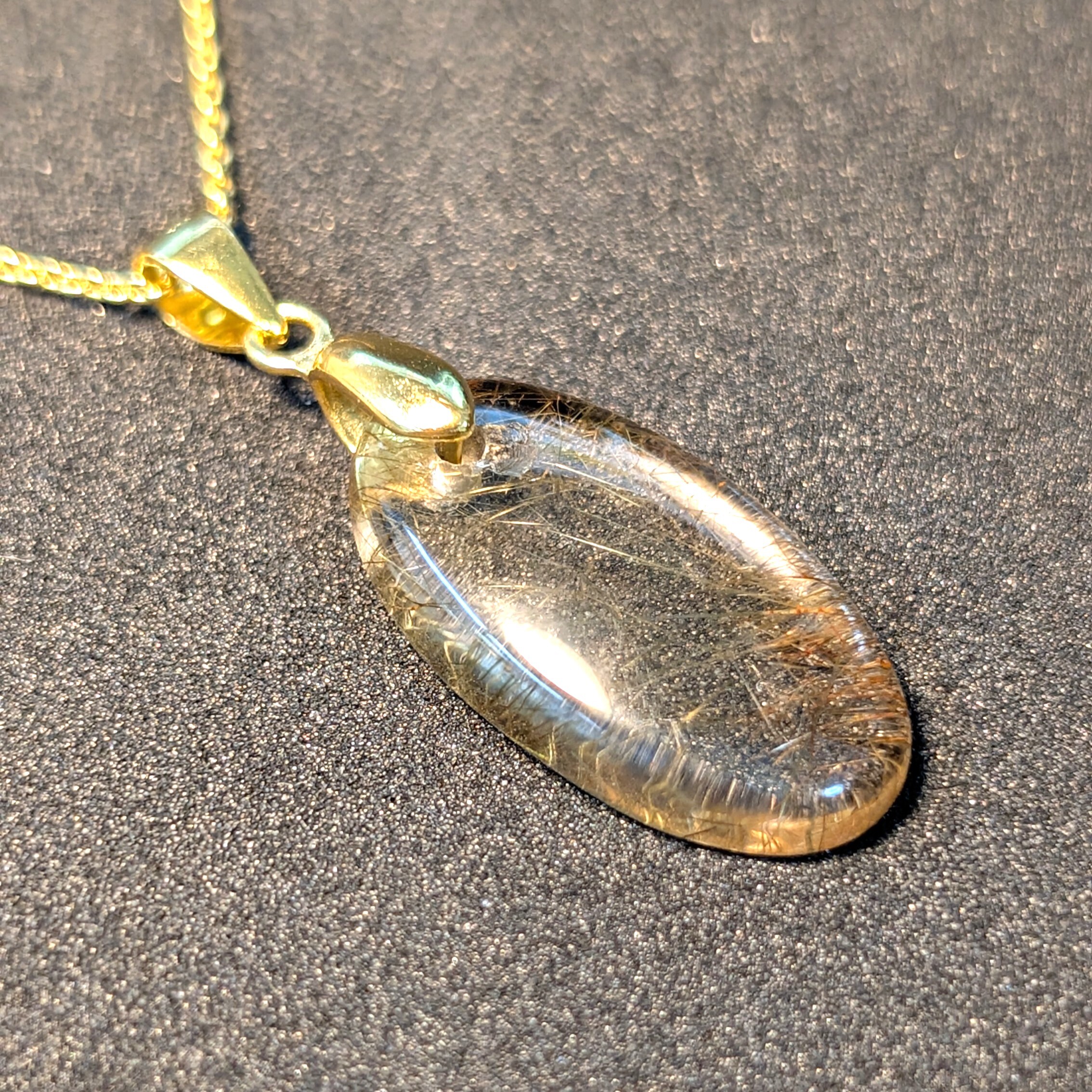 一点物】ゴールドルチル クォーツ ペンダント シルバー925 ネックレス