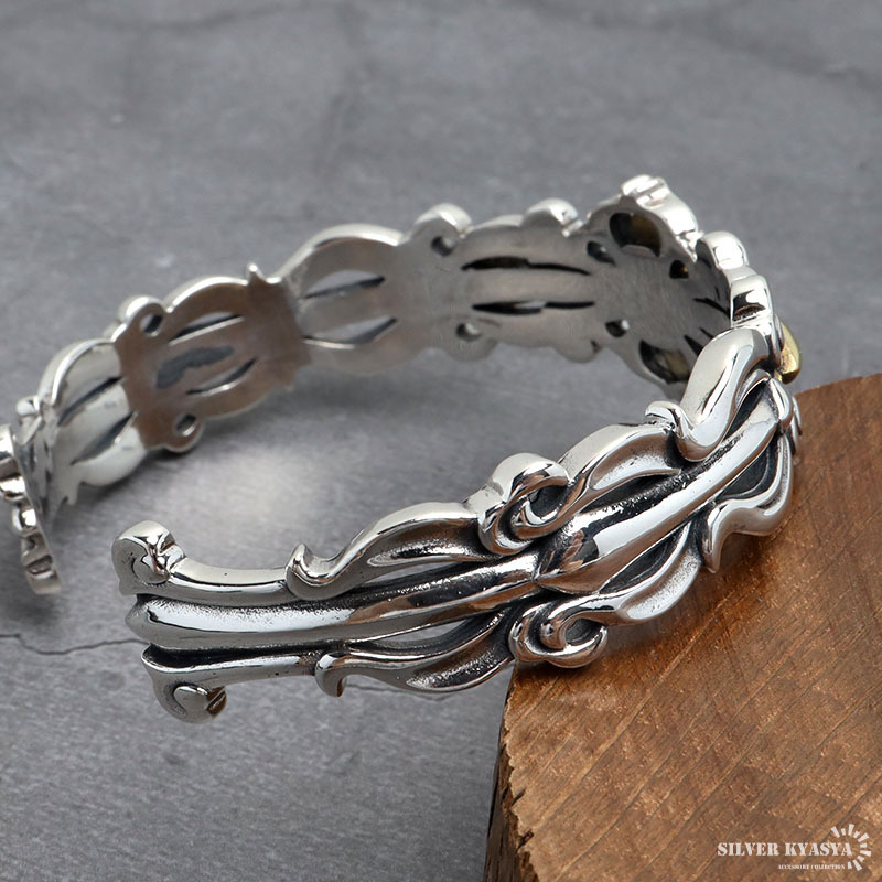 シルバー925 クロスバングル 重厚 ワイドバングル メンズ 腕輪 太幅