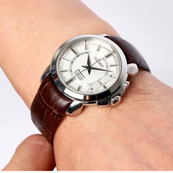 セイコー 腕時計 メンズ プルミエ パーペチュアルカレンダー 日本製 革