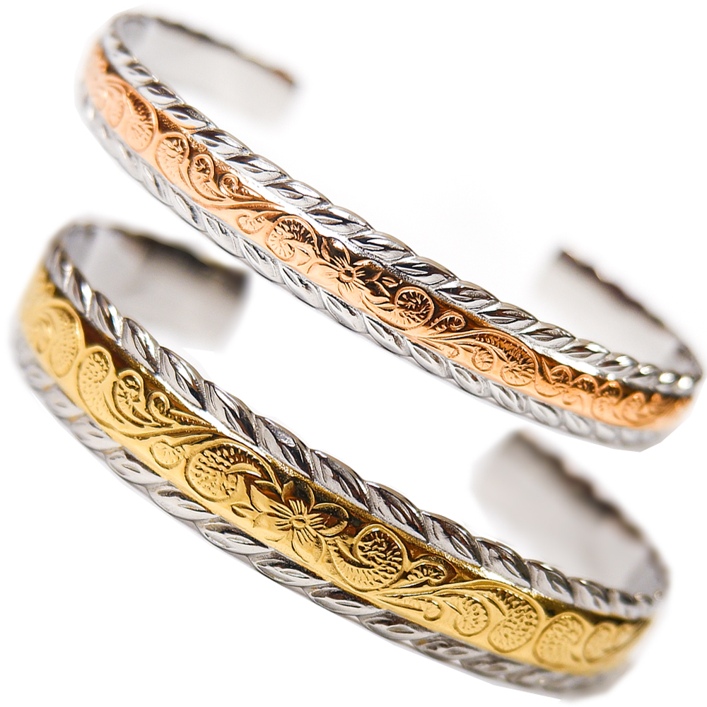 ハワイアンジュエリー バングル レディース メンズ ピンクゴールド