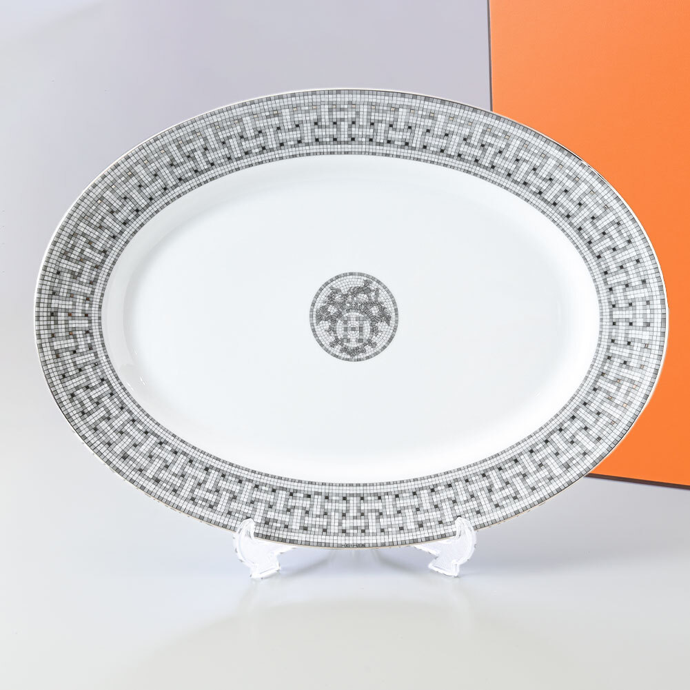 エルメス 食器 HERMES モザイク ヴァンキャトル プラチナ オーバル