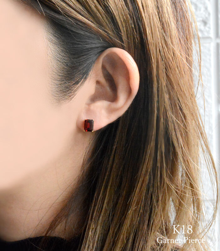 ピアス k18 ガーネット ピアス レディースピアス スタッドピアス