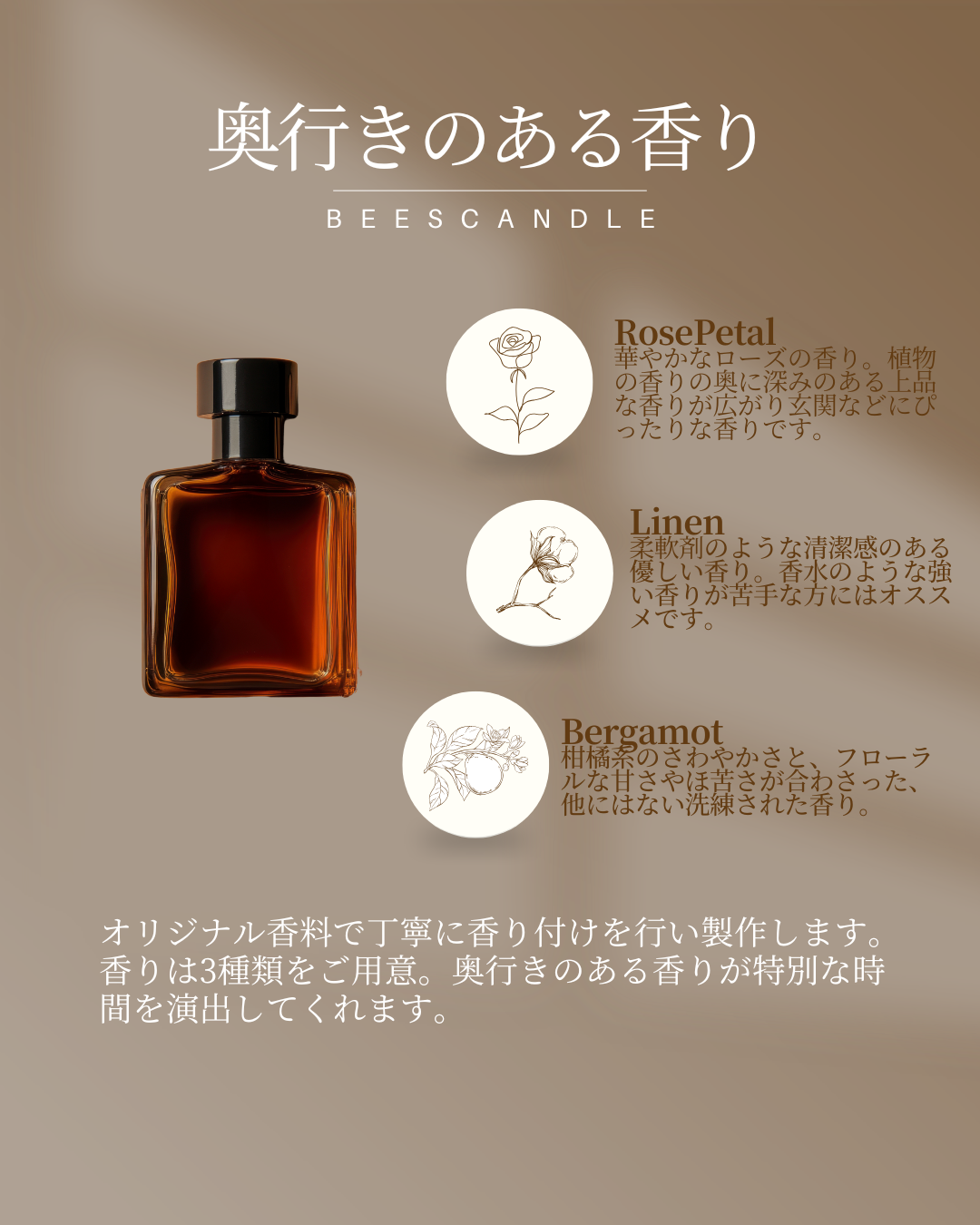 蜜蝋アロマキャンドル・ミニサシェセット 選べる3種類の香り