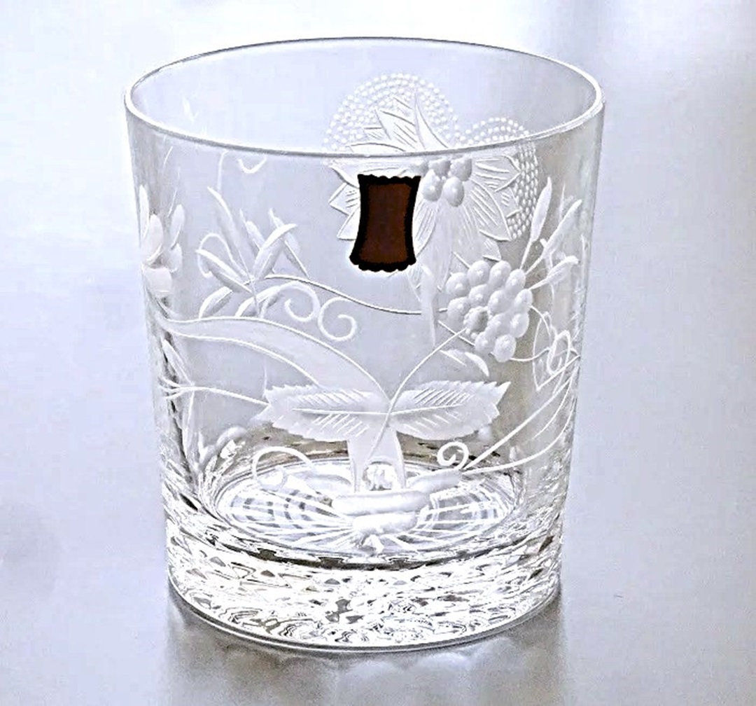 マイセン 花柄エッチングクリスタル グラス マイセン 花柄エッチング