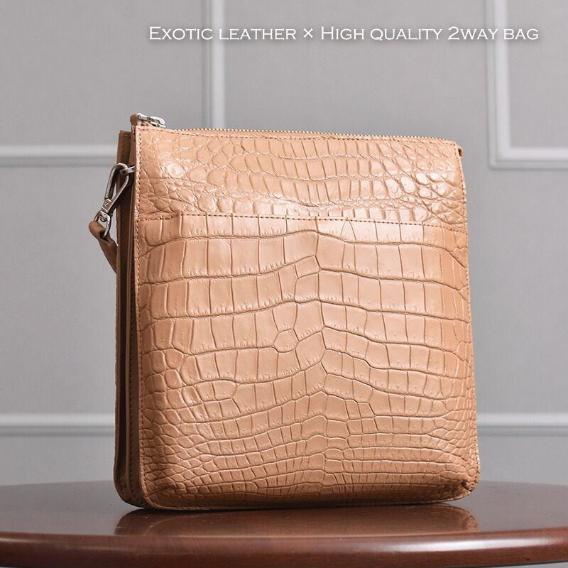 クロコダイル 本革 2way ハンドバッグ レディース 女性 ショルダー