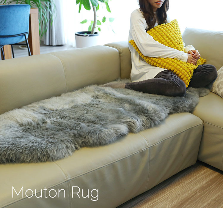 ブラウン系 ムートンラグ 長方形 クラスティーナ インテリア ブラウン