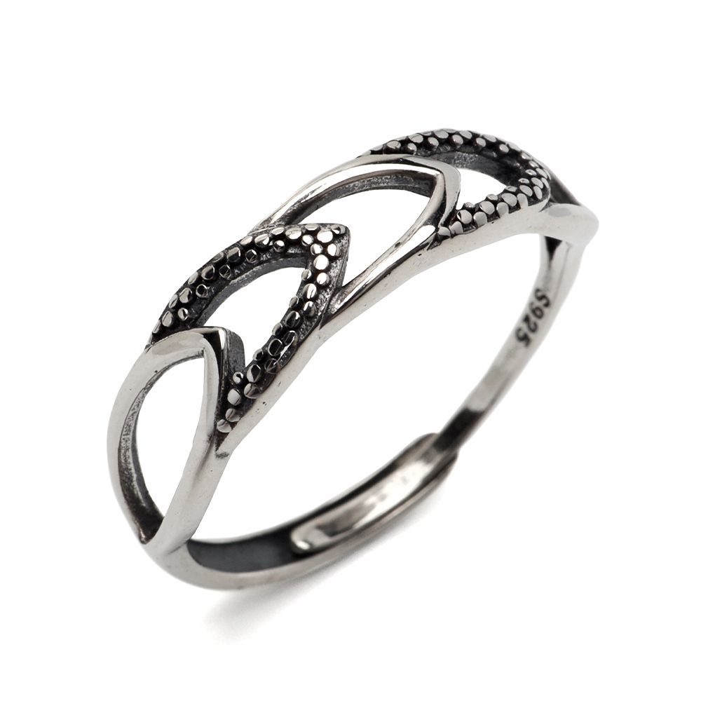 シルバー925 チェーンリング 透かしリング 幾何学模様 メタルリング