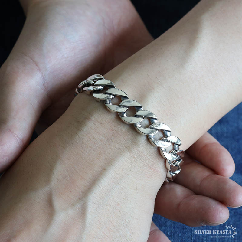 シルバー925 重厚 喜平ブレスレット チェーンブレスレット メンズ 幅