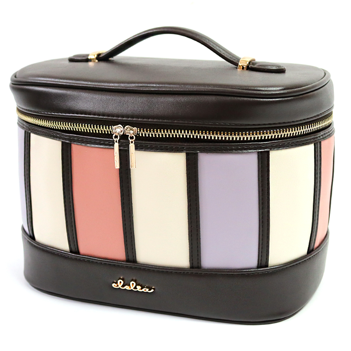 メイクボックス バニティポーチ ストライプ柄がかわいい メイクポーチ