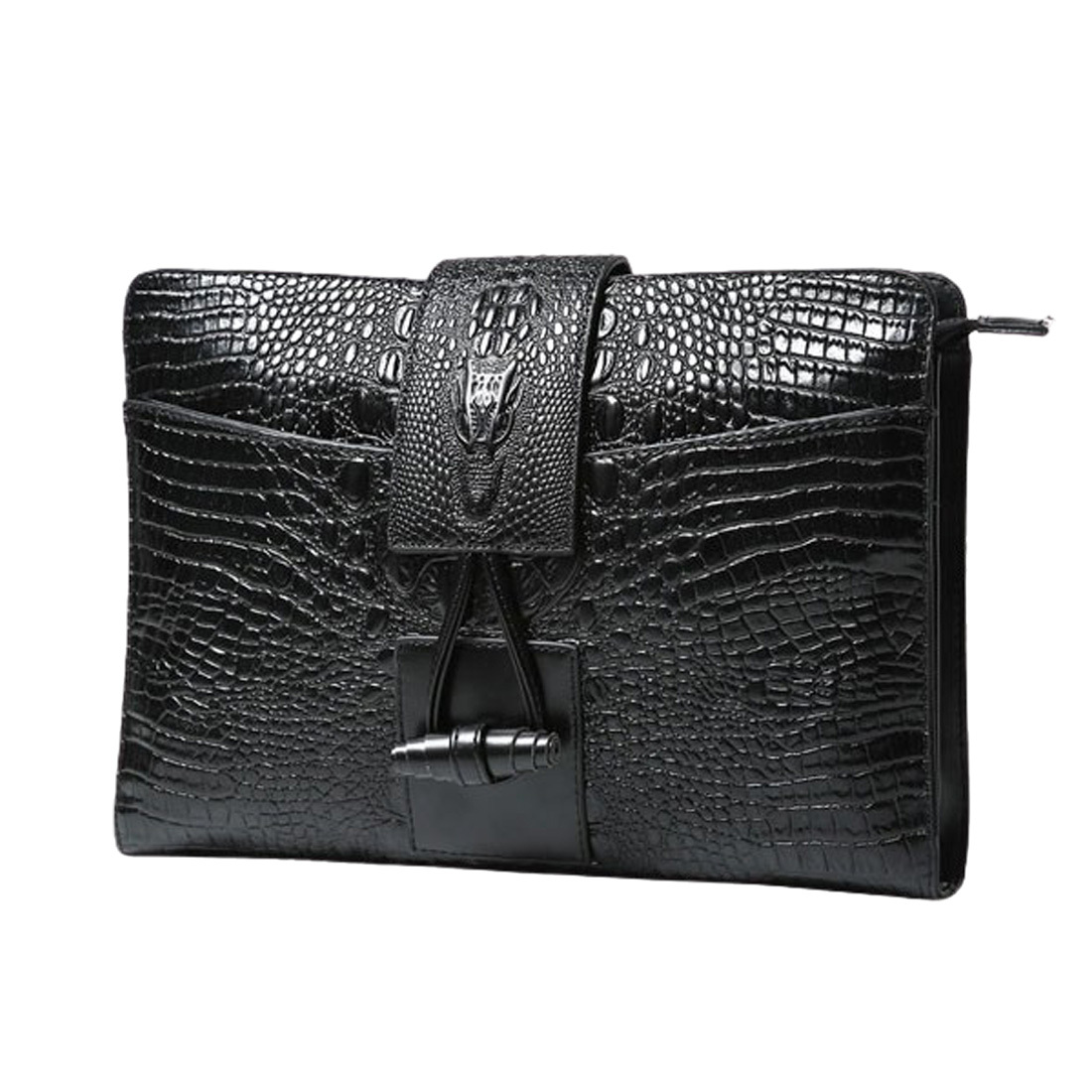クロコダイル調 レザー クラッチバック 軽量 コンパクト a4 型押し 合