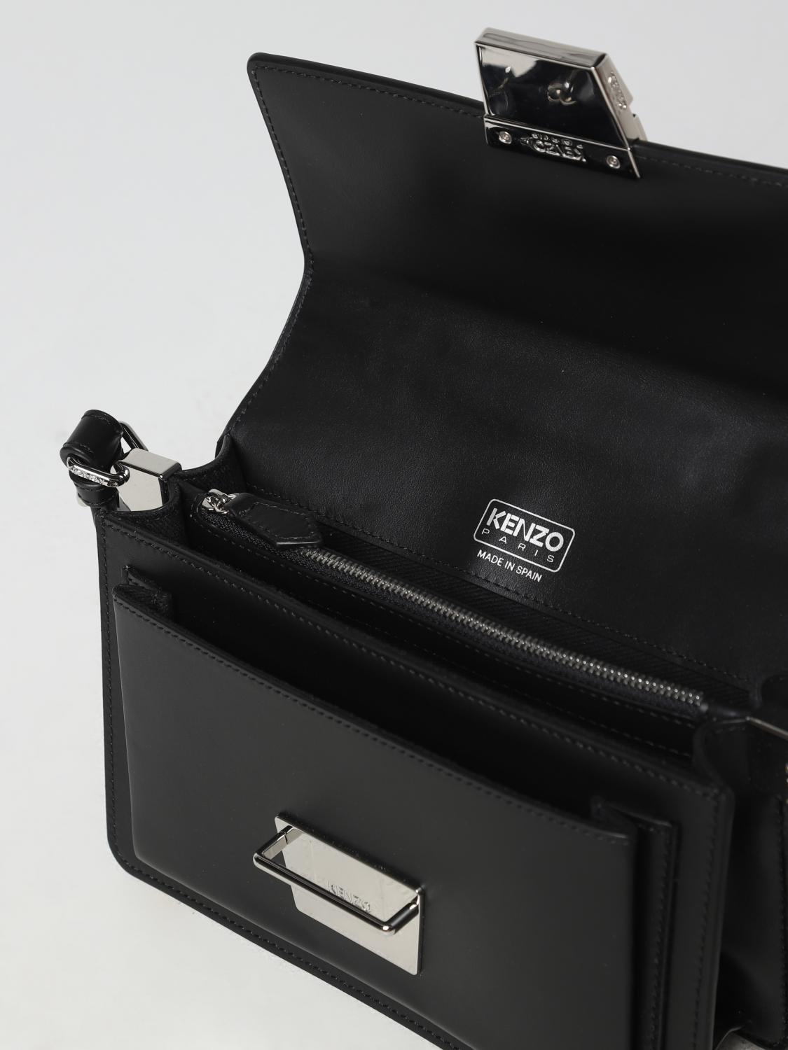 Kenzo Rue Vivienne leather bag with embossed logo - Black