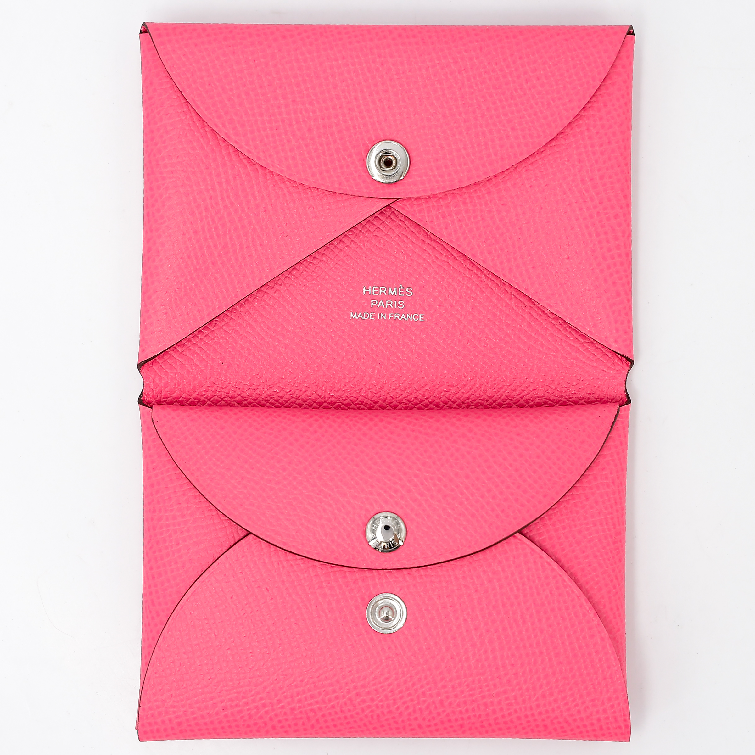 Brand New ( Rank N ) HERMÈS Calvi Duo card holder Rose Azalee (8W