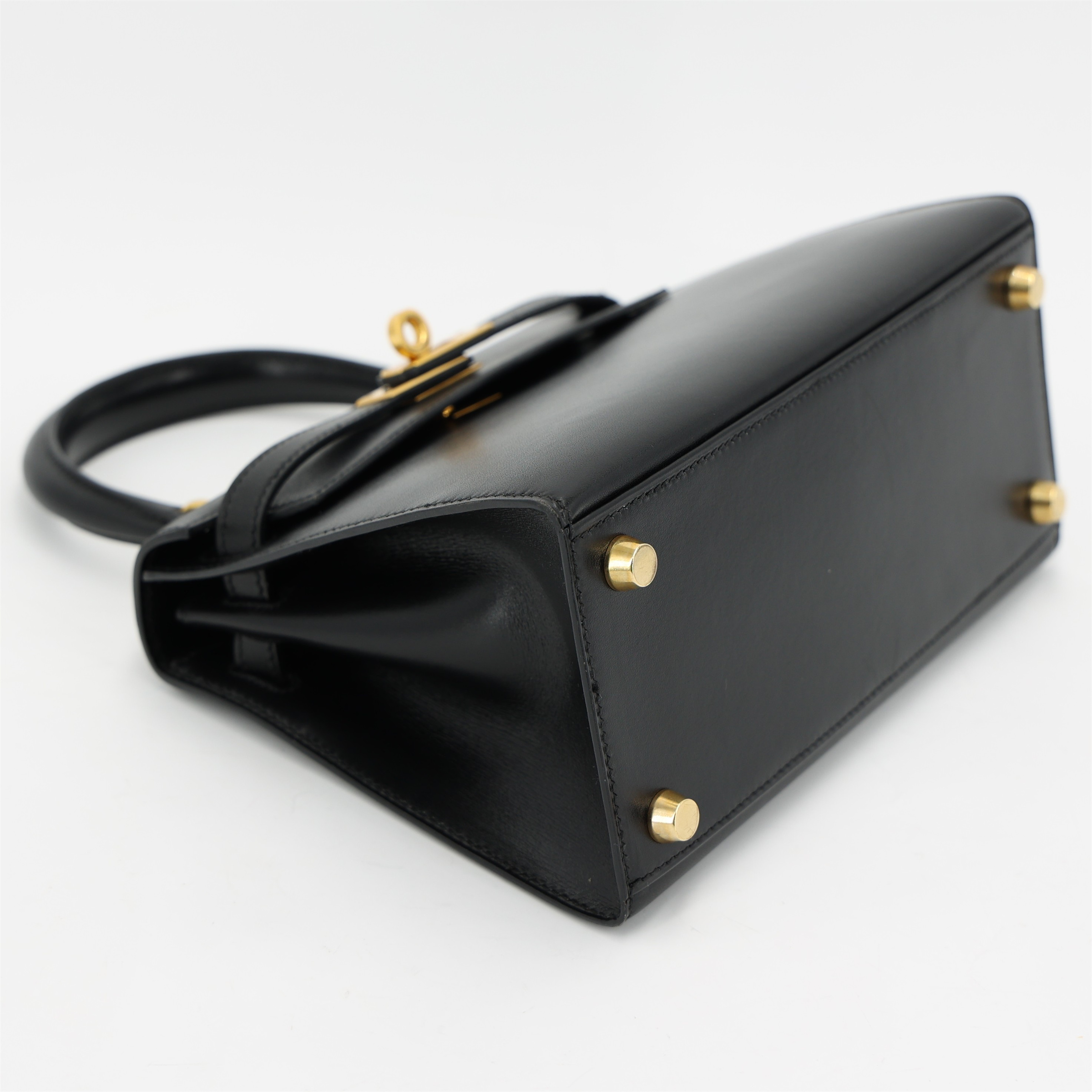 ランク A HERMÈS エルメス ミニケリー旧 ブラック (89) ボックスカーフ