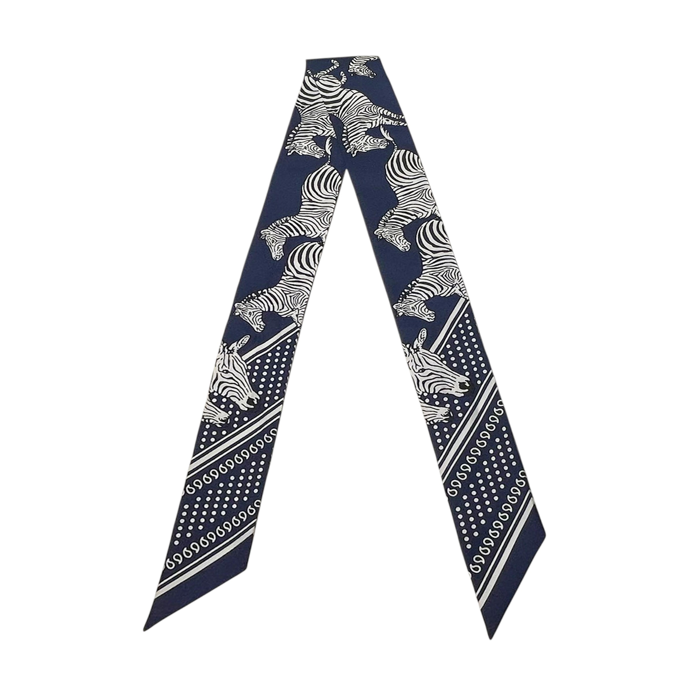 ランク A HERMÈS エルメス ツイリー ゼブラ ネイビー シルク - GINZA