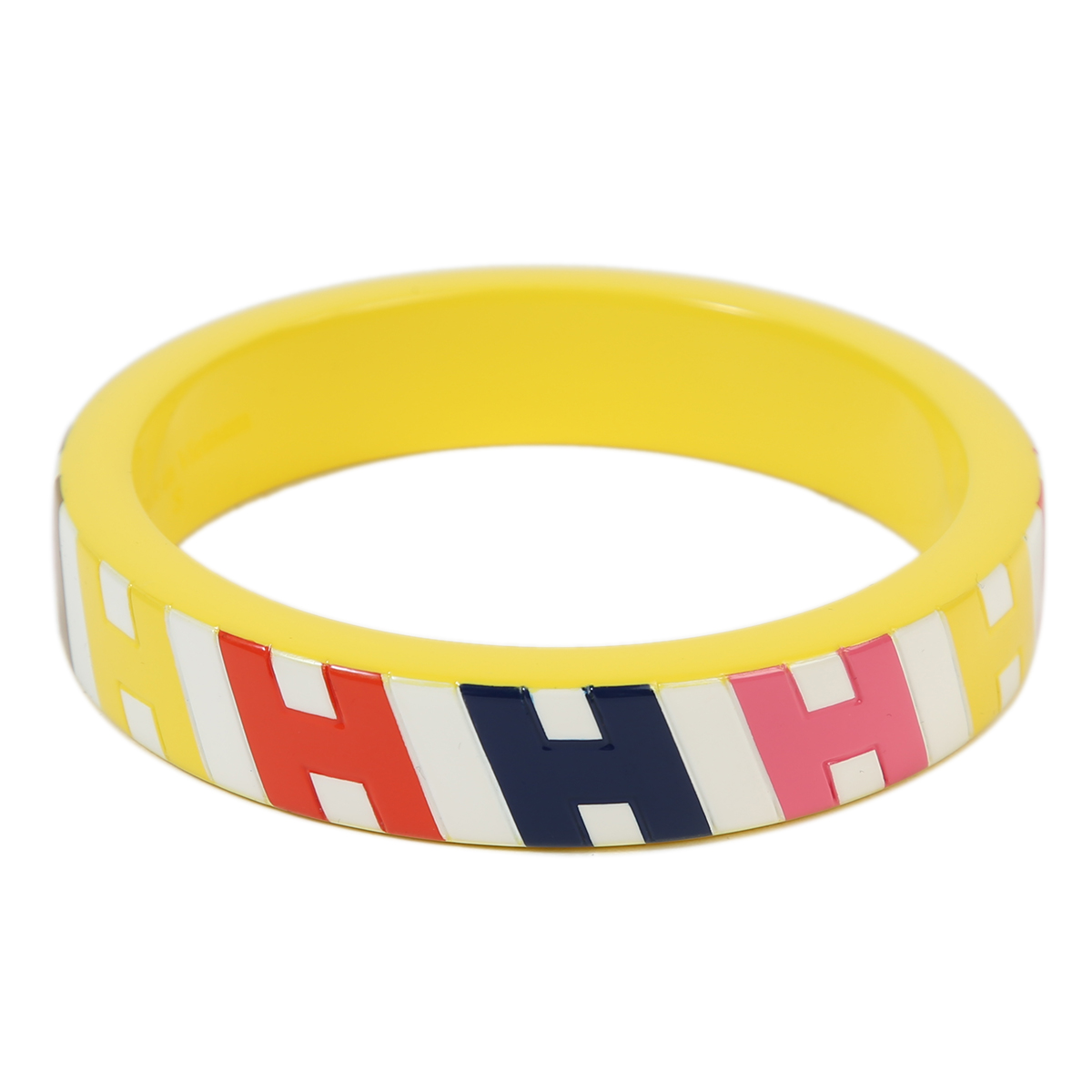 HERMÈS エルメス バイアスH ラッカーウッド イエロー バングル 木材