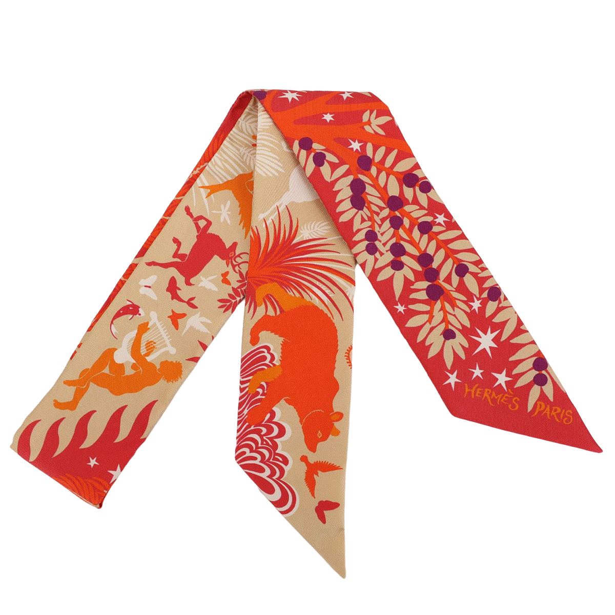 HERMÈS エルメス ツイリー オルフェウスの魅力に誘われて オレンジ