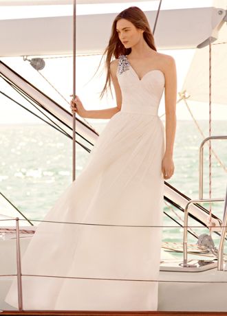 White by Vera Wang One Shoulder Wedding Dress | David's Bridal