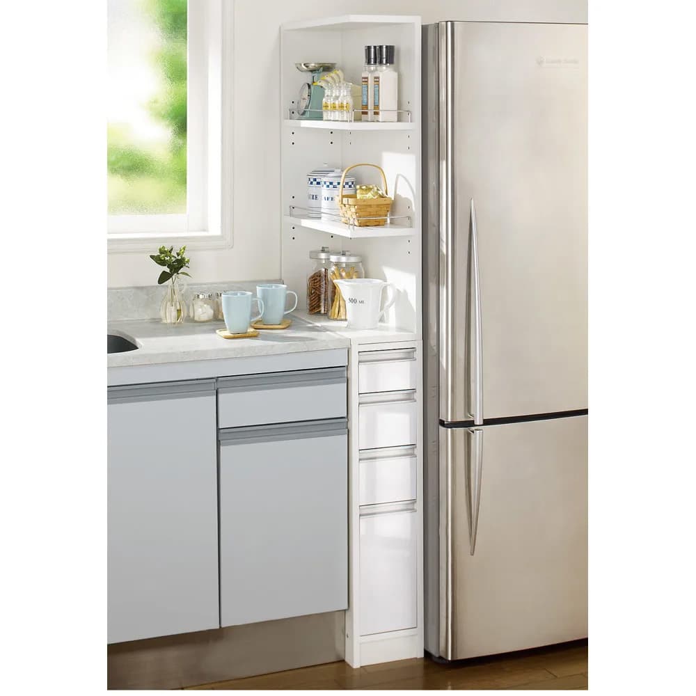 幅25奥行44.5cm］ 取り出しやすい2面オープンすき間収納庫 日本製 通販