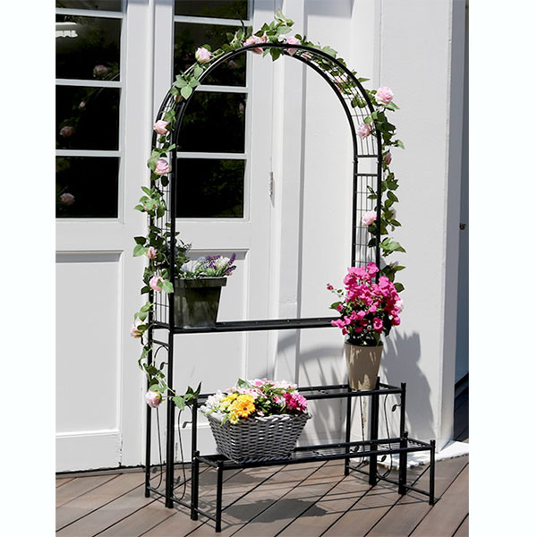 園芸ネット本店｜[送料無料]アーチ付フラワーラック（IA-FR002BLK） の