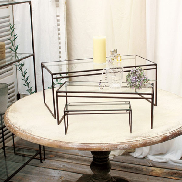 園芸ネット本店｜ジョセフアイアン ガラスディスプレイ台 ワイド S